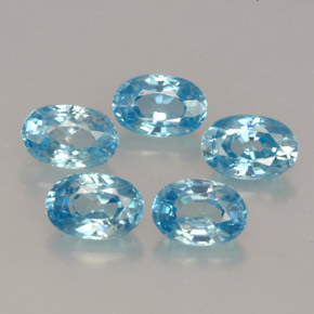 Pedras preciosas de zircão azul natural de  ct, corte oval, VVS