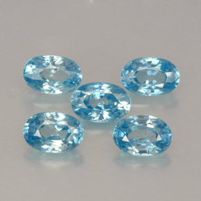 Pedras preciosas de zircão azul natural de  ct, corte oval, VVS