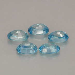 Pedras preciosas de zircão azul natural de  ct, corte oval, VVS
