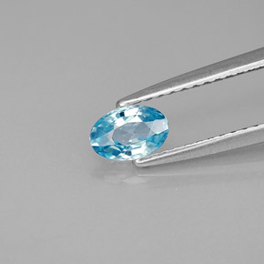 Zircão azul natural 0,54ct, corte oval, VVS-VS