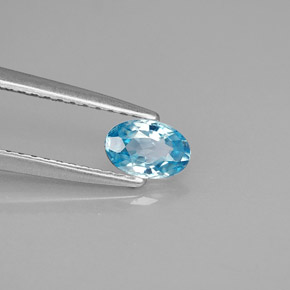 Zircão azul natural 0,54ct, corte oval, VVS-VS