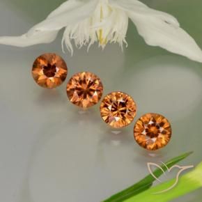 Pedras preciosas de Zircão Medium-Dark Orange  natural de 3.73 ct, Redondo, VS