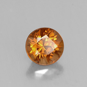 Zircão laranja natural 1,04ct, corte redondo, VVS-VS