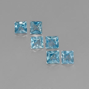 Pedras preciosas de zircão azul natural de  ct, quadrado, VVS-VS