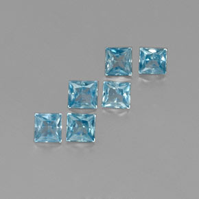 Pedras preciosas de zircão azul natural de  ct, quadrado, VVS-VS