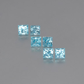 Pedras preciosas de zircão azul natural de  ct, quadrado, VVS-VS