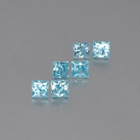 Pedras preciosas de zircão azul natural de  ct, quadrado, VVS-VS