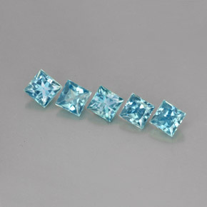 Pedras preciosas de zircão azul natural de  ct, quadrado, VVS-VS