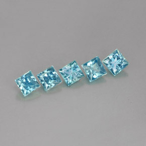 Pedras preciosas de zircão azul natural de  ct, quadrado, VVS-VS