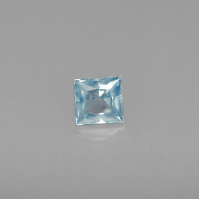 Zircão azul natural 0,47ct, quadrado, VVS-VS