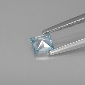 Zircão azul natural 0,47ct, quadrado, VVS-VS