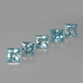 Pedras preciosas de zircão azul natural de  ct, quadrado, VVS-VS