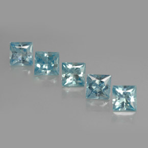 Pedras preciosas de zircão azul natural de  ct, quadrado, VVS-VS