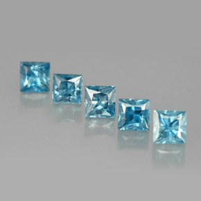 Pedras preciosas de zircão azul natural de  ct, quadrado, VVS-VS