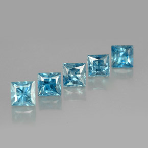 Pedras preciosas de zircão azul natural de  ct, quadrado, VVS-VS