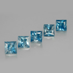 Pedras preciosas de zircão azul natural de  ct, quadrado, VVS-VS