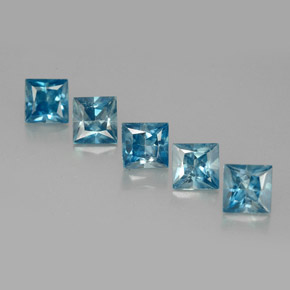 Pedras preciosas de zircão azul natural de  ct, quadrado, VVS-VS