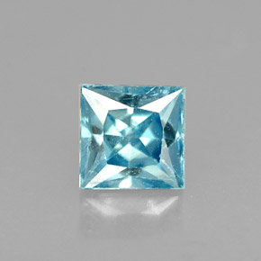 Zircão azul natural 0,58ct, quadrado, VS