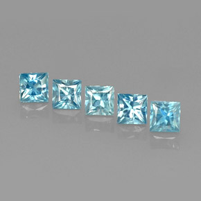 Pedras preciosas de zircão azul natural de  ct, quadrado, VVS-VS