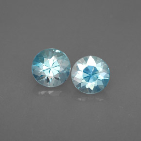 Pedras preciosas de zircão azul natural de  ct, corte redondo, VVS-VS