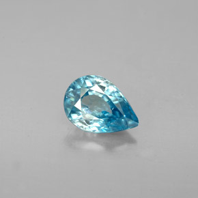 Zircão azul natural 1,59ct, formato de pêra, VVS-VS