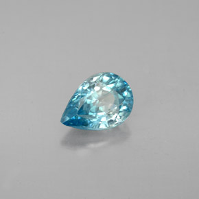 Zircão azul natural 1,59ct, formato de pêra, VVS-VS
