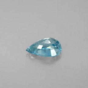 Zircão azul natural 1,45ct, formato de pêra, VVS-VS