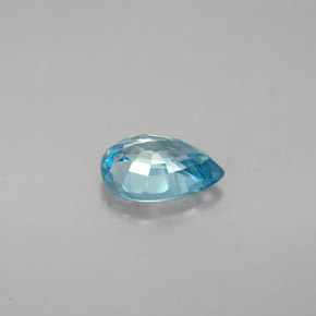 Zircão azul natural 1,51ct, formato de pêra, VS