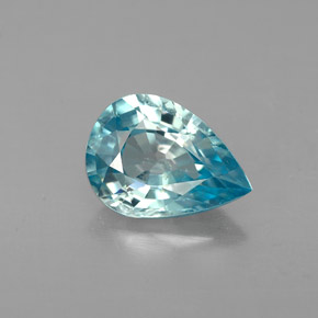 Zircão azul natural 1,43ct, formato de pêra, VVS-VS