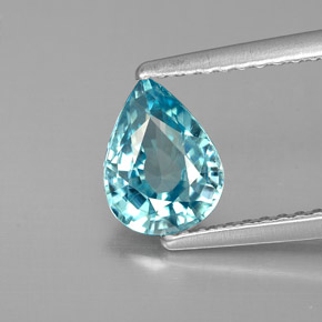 Zircão azul natural 1,41ct, formato de pêra, VVS-VS