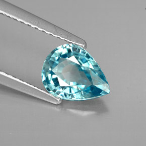Zircão azul natural 1,41ct, formato de pêra, VVS-VS