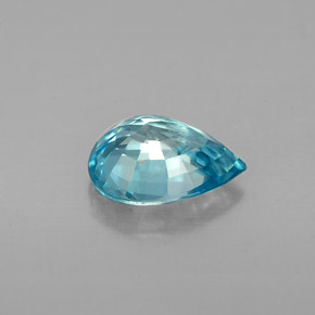 Zircão azul natural 1,41ct, formato de pêra, VVS-VS