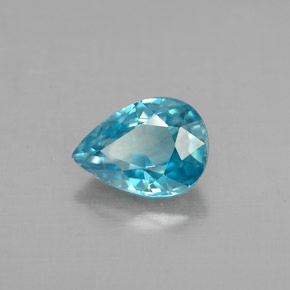 Zircão azul natural 1,28ct, formato de pêra, VVS