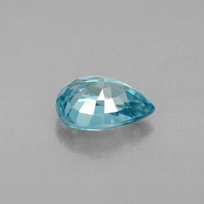 Zircão azul natural 1,28ct, formato de pêra, VVS