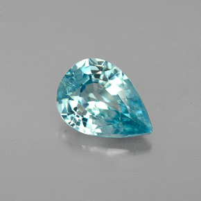 Zircão azul natural 1,46ct, formato de pêra, VVS