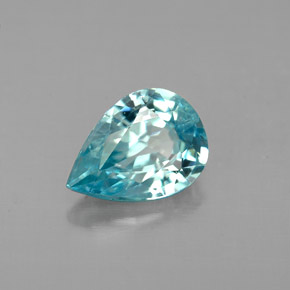 Zircão azul natural 1,46ct, formato de pêra, VVS
