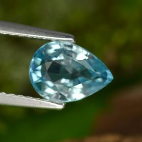 Zircão azul natural 1,63ct, formato de pêra, VVS-VS