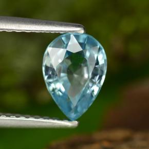 Zircão azul natural 1,63ct, formato de pêra, VVS-VS
