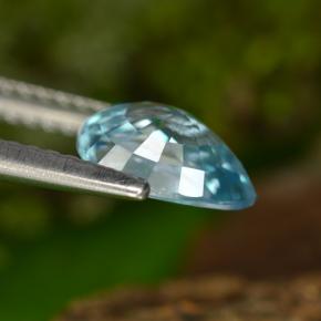 Zircão azul natural 1,63ct, formato de pêra, VVS-VS