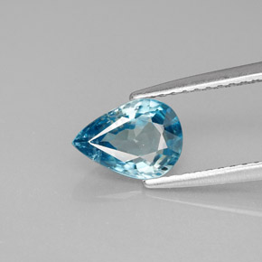 Zircão azul natural 1,45ct, formato de pêra, VS