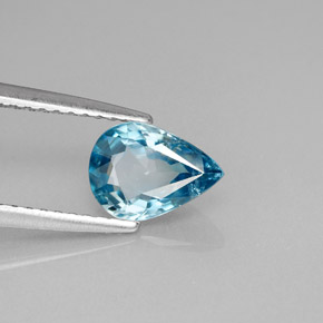Zircão azul natural 1,45ct, formato de pêra, VS