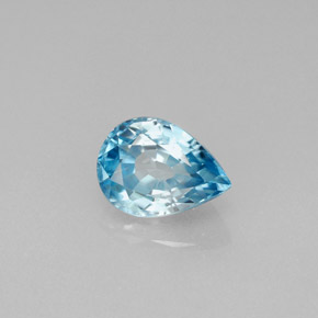 Zircão azul natural 1,96ct, formato de pêra, VVS-VS