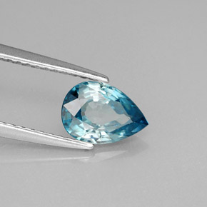 Zircão azul natural 1,45ct, formato de pêra, VVS