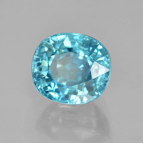 Zircão azul natural 3,87ct, corte oval, VVS-VS