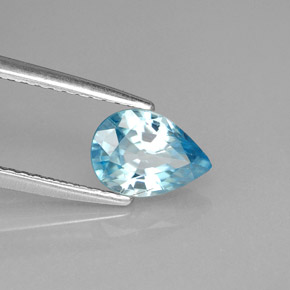 Zircão azul natural 1,39ct, formato de pêra, VS