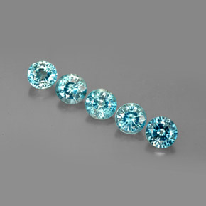 Pedras preciosas de zircão azul natural de  ct, corte redondo, VS