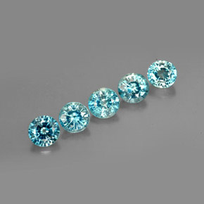 Pedras preciosas de zircão azul natural de  ct, corte redondo, VS
