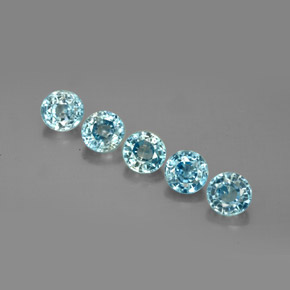 Pedras preciosas de zircão azul natural de  ct, corte redondo, VS