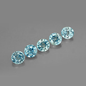 Pedras preciosas de zircão azul natural de  ct, corte redondo, VS