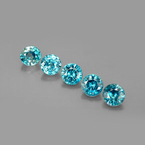 Pedras preciosas de zircão azul natural de  ct, corte redondo, VS